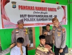 Sambut HUT Bhayangkara ke-80, Polsek Rambah Samo Gelar Pangkas Rambut Gratis untuk Pelajar MTs Sejahtera Bersama