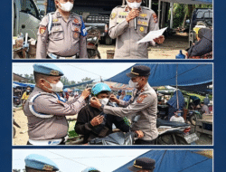 Ipda Sarlose Mesra, S.H. Imbau Cegah Karhutla, Bagikan Masker di Pasar Okak